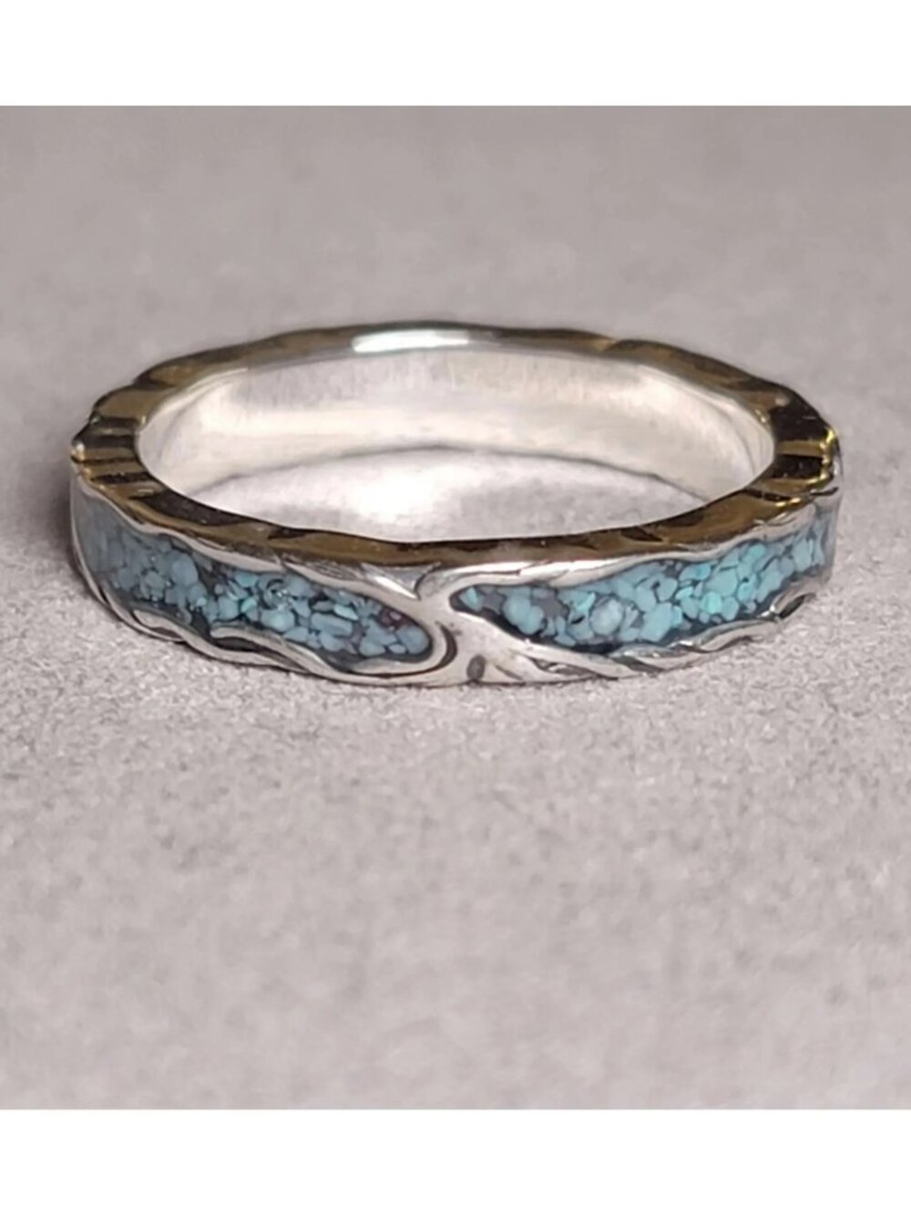 Tree of Life Turquoise Inlay Ring Size 8 S925 Sterling Silver NWT